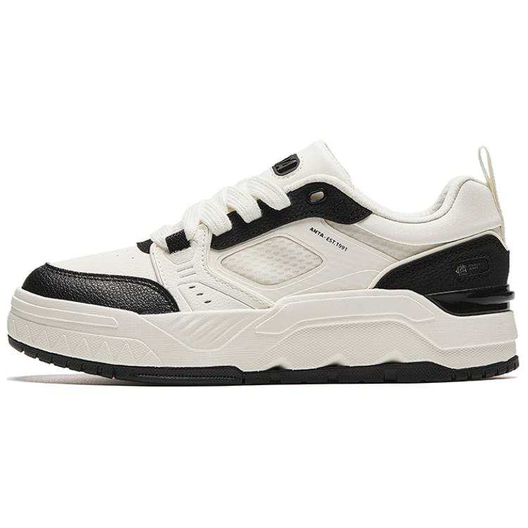 Anta Slip Resistant Abrasion Resistant Low top Skateboard Shoes Women's White Black