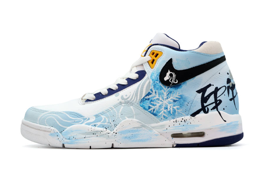 Nike Nike Flight Legacy Warm Snow Cushioning Mid top Vintage Basketball Shoes Men's Blue Gray