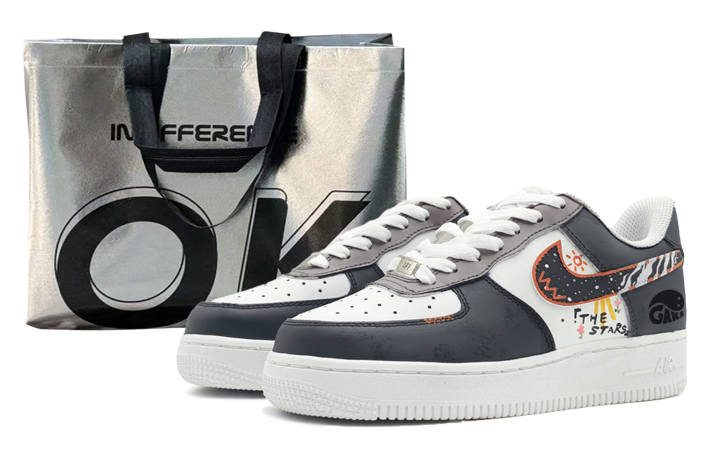Nike Nike Air Force 1 07 Slip Resistant Abrasion Resistant Low top Skateboard Shoes Men's Blue Gray