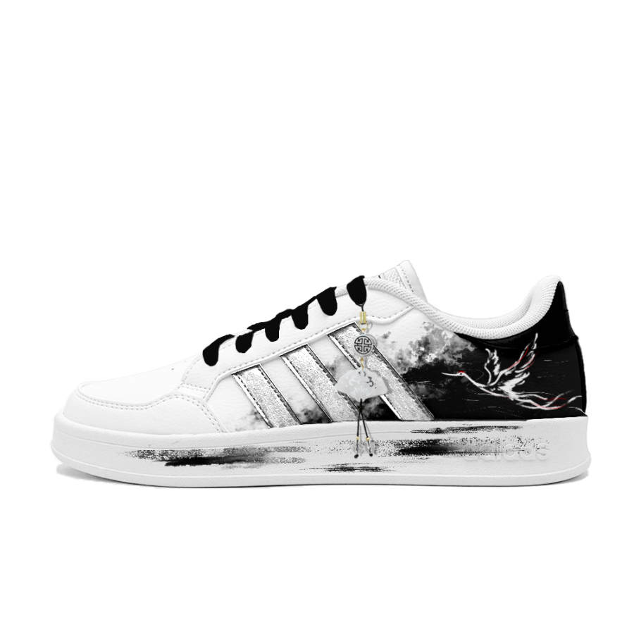 Adidas Neo Breaknet Shenghe Synthetic Leather Lightweight Anti Slip Low top Skateboard Shoes Men's Black White