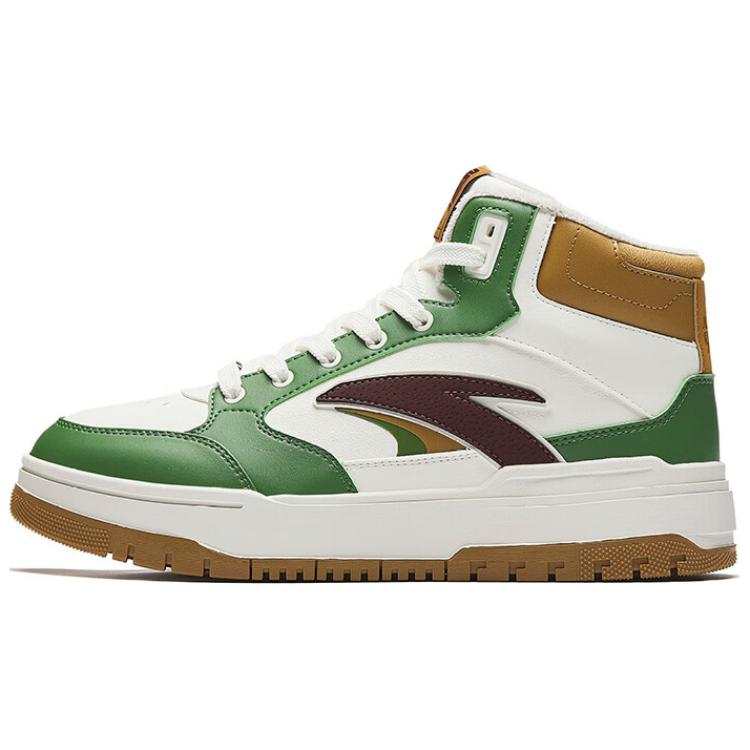 Anta 982 Thermal Abrasion Resistant High top Skateboard Shoes Men's Green White Brown
