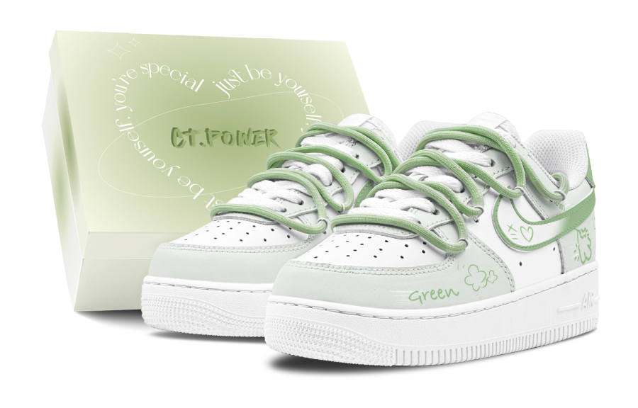 Nike Nike Air Force 1 Air Force 1 Slip Resistant Low top Skateboard Shoes Men's White Green