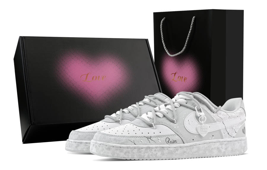 Nike Nike Court Vision Drizzle Heart, Heart Box Abrasion Resistant Low top Skateboard Shoes Men's Light Gray
