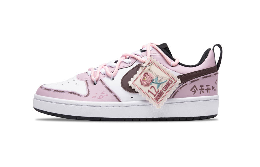 Nike Nike Court Borough Blooming Season Slip Resistant Lightweight Low top Skateboard Shoes GS Pink Brown