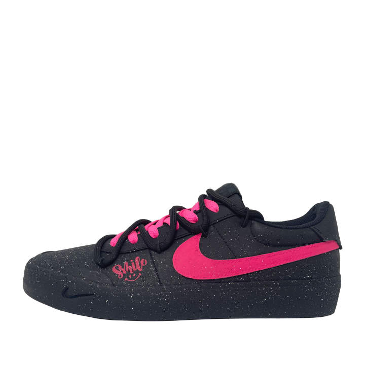 Nike Nike Court Shot Dazzling Pink Star Slip Resistant Abrasion Resistant Low top Skateboard Shoes Men's Black