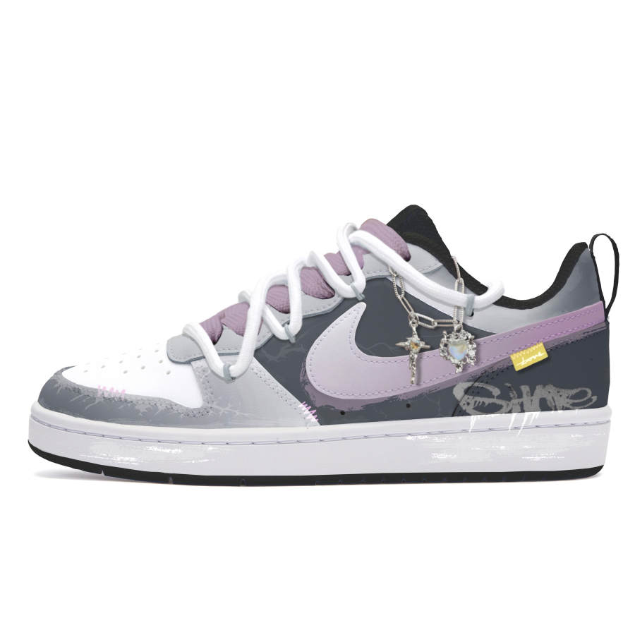 Nike Nike Court Borough Slip Resistant Cushioning Abrasion Resistant Low top Skateboard Shoes GS Gray Pink