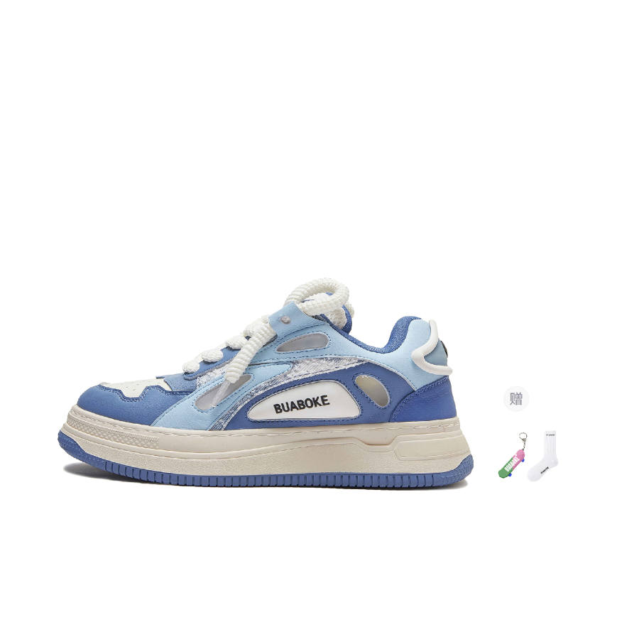 BUABOKE Skateboard Shoes Unisex Low Top Light Blue