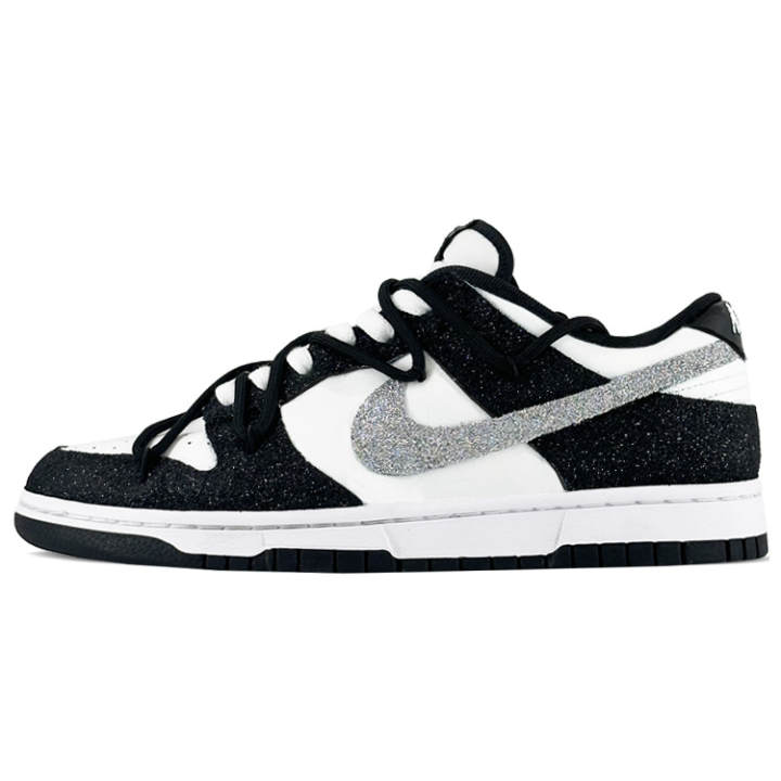 Nike Nike Dunk Low Wear resistant And Lightweight Low top Skateboard Shoes Unisex Black Silver