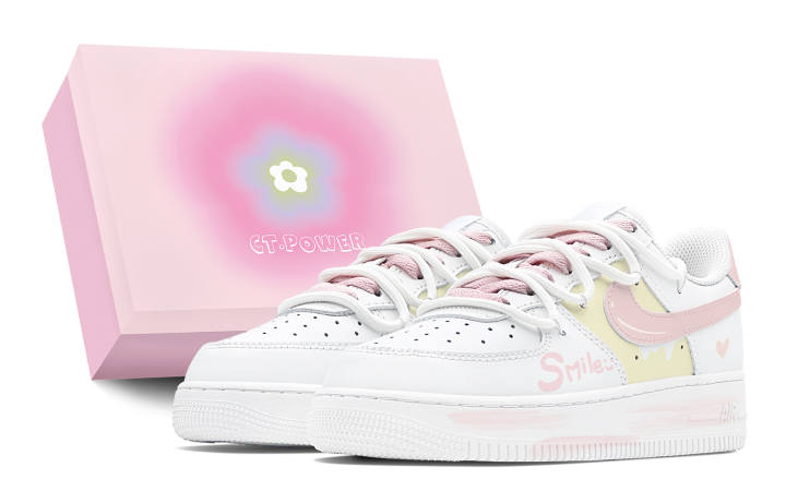Nike Nike Air Force 1 Low Strawberry Cheeses, Air Force 1 Slip Resistant Abrasion Resistant Low top Skateboard Shoes GS