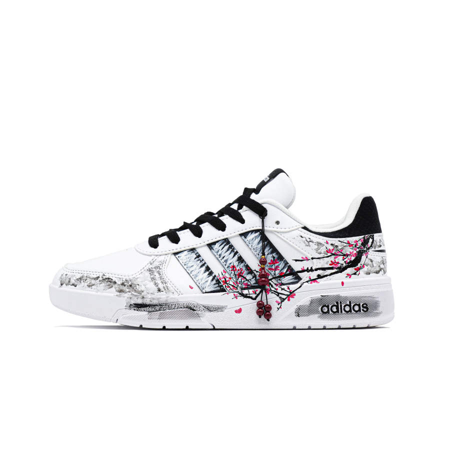 Adidas Neo Courtbeat Plum Elegance And Ink Journey Cushioning Low top Skateboard Shoes Unisex Black White