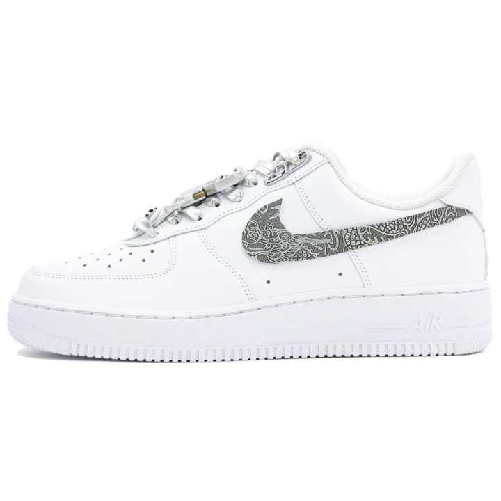 Nike Nike Air Force 1 Slip Resistant, Abrasion Resistant, Height Increasing Low top Skateboard Shoes Men's White Silver