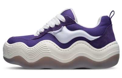 Heyday Triple Wavy Wave Shoe Canvas Slip Resistant Abrasion Resistant Low top Platform Puffy Shoes Unisex Purple