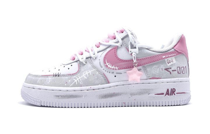 Nike Nike Air Force 1 Pink Star Low top Skateboard Shoes Unisex White Gray Pink