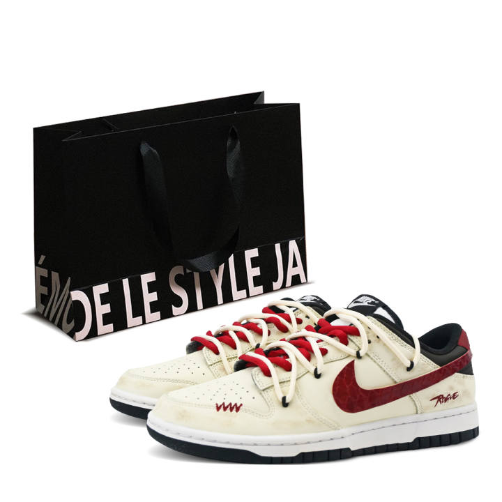 Nike Nike Dunk Low Retro'Black' Snakeskin Print Abrasion Resistant Abrasion Resistant Low top Skateboard Shoes Unisex