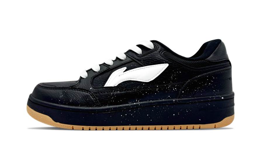 Li-Ning Li Ning Tianji Synthetic Leather Slip Resistant Abrasion Resistant Low top Skateboard Shoes Men's Black White