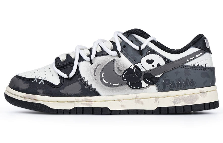 Nike Nike Dunk Slip Resistant Cushioning Abrasion Resistant Low top Skateboard Shoes Women's Black White Gray