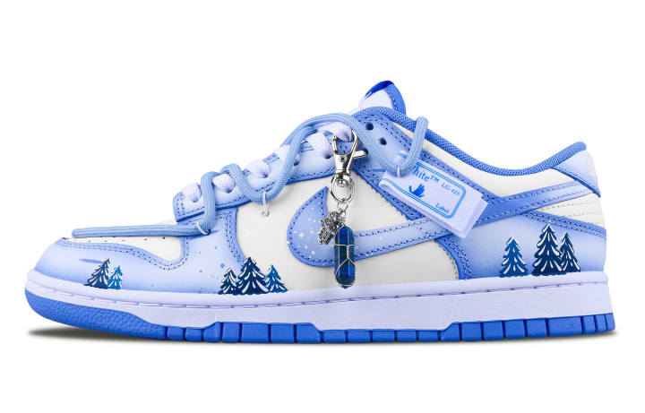 Nike Nike Dunk Snow Mountains Forest Wood Abrasion Resistant Low top Skateboard Shoes Unisex White Blue