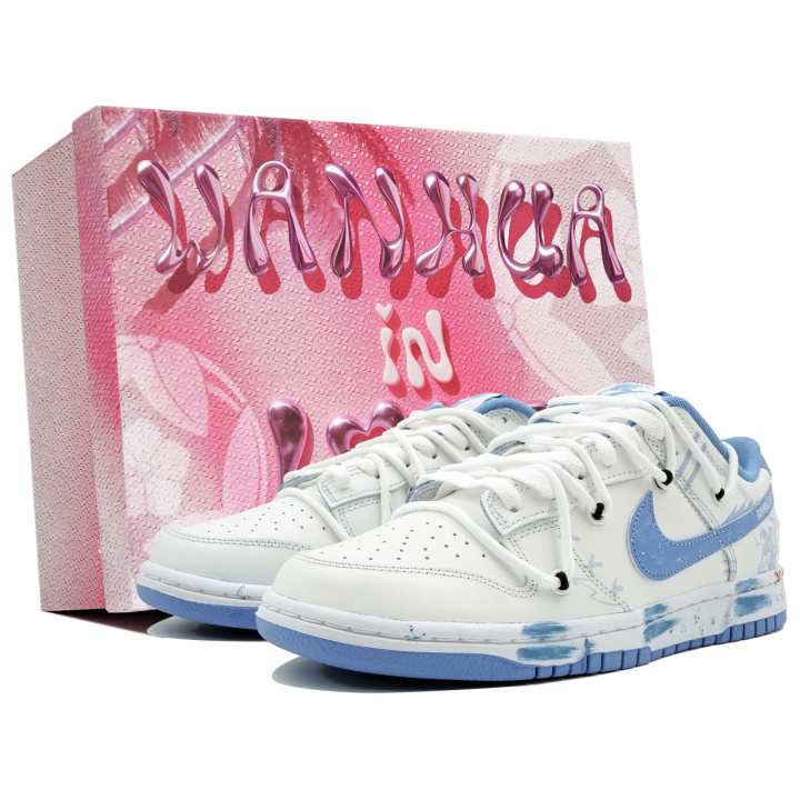 Nike Nike Dunk Polar Blue Kaleidoscope, Blue Graffiti Box Low top Skateboard Shoes Unisex White