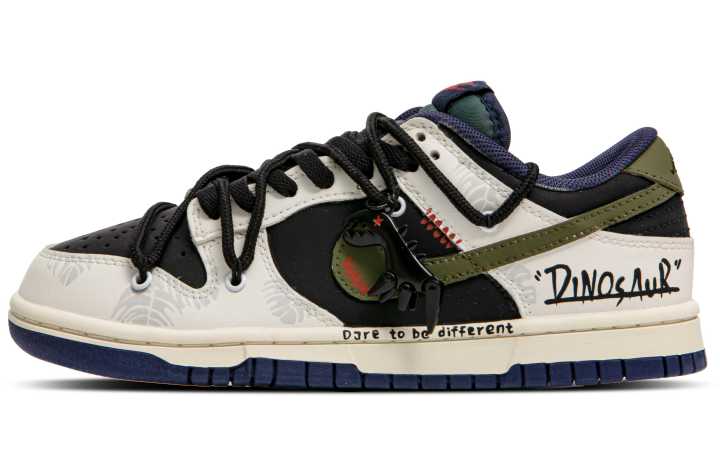 Nike Nike Dunk Low Dragon Slip Resistant Abrasion Resistant Low top Skateboard Shoes Men's Black White Green