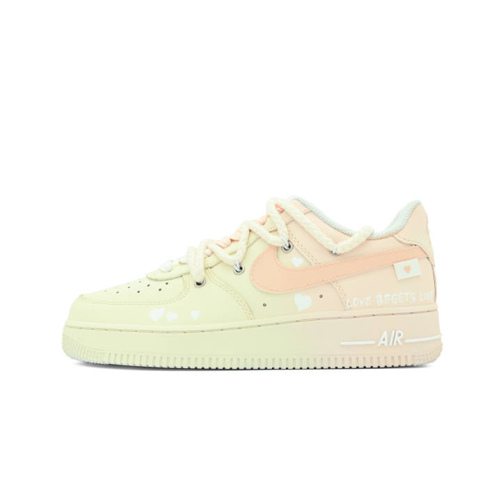 Nike Nike Air Force 1 '07 Low top Skateboard Shoes Women's Yellow Pink