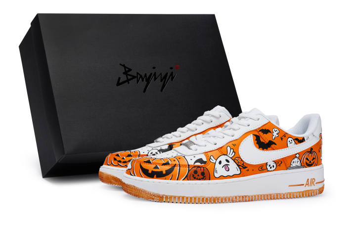 Nike Nike Air Force 1 811 Manufacturing Slip Resistant Abrasion Resistant Low top Skateboard Shoes Unisex White Orange Black