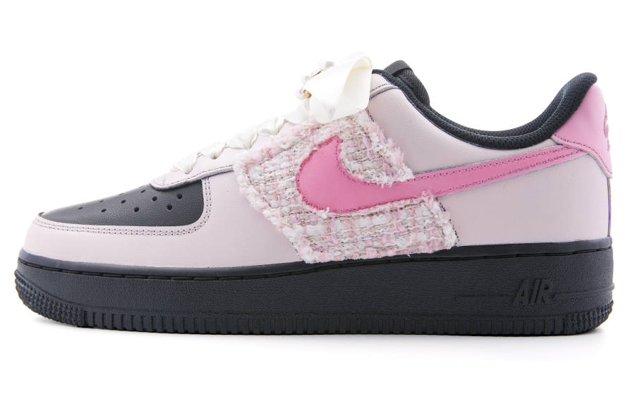 Nike Nike Air Force 1 Slip Resistant Abrasion Resistant Low top Skateboard Shoes Women's Black Pink