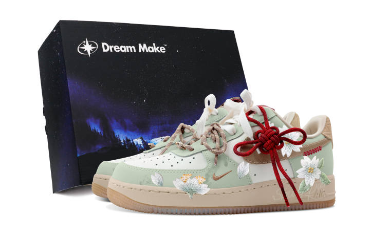 Nike Nike Air Force 1 Spring Cherry Blossom Black Box Slip Resistant Abrasion Resistant Low top Skateboard Shoes Women's