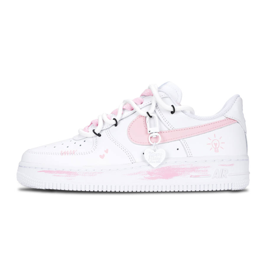 Nike Nike Air Force 1 Pink Bulb Sweet And Cute Slip Resistant Low top Skateboard Shoes Women's White Pink