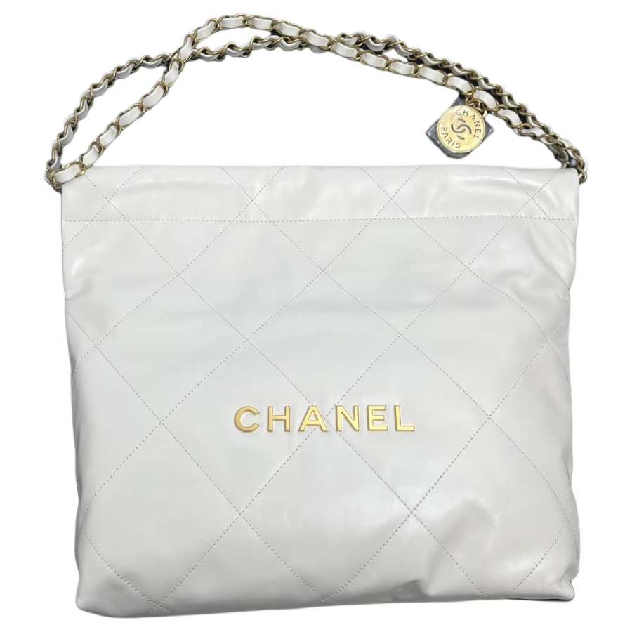 CHANEL 22Bag Leather Shoulder Bag Small Women's White