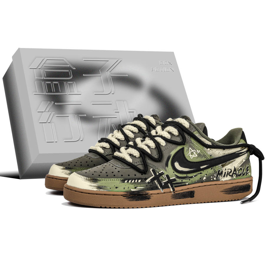 Nike Nike Court Vision 1 Low City Wander, Special Shoe Box, Distressed Ink Splatter, Hand Drawn, Graffiti, Commute Shoe