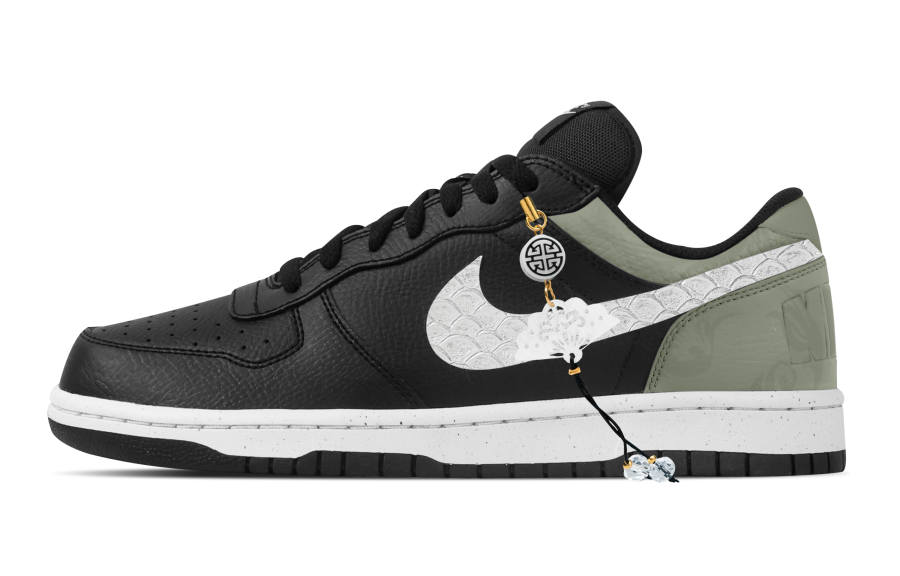Nike Nike Big Moss Green Abrasion Resistant Breathable Low top Skateboard Shoes Men's Black Green