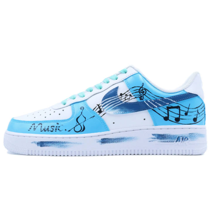 Nike Nike Air Force 1 Wear resistant And Lightweight Low top Skateboard Shoes Unisex Blue White