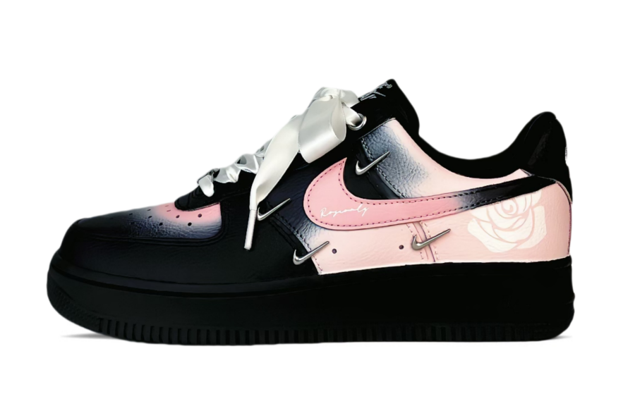 Nike Nike Air Force 1 Slip Resistant Abrasion Resistant Low top Skateboard Shoes Women's Black Pink Silver