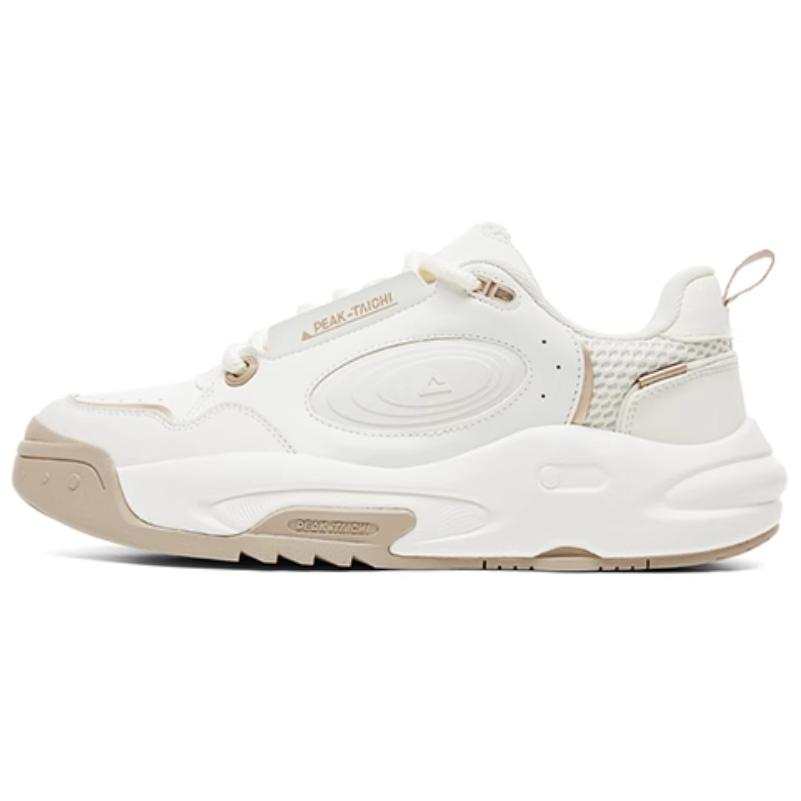 PEAK Taichi Wanderer 2.0 Cushioning Lightweight Height Increasing Low top Skateboard Shoes Men's Super Light White
