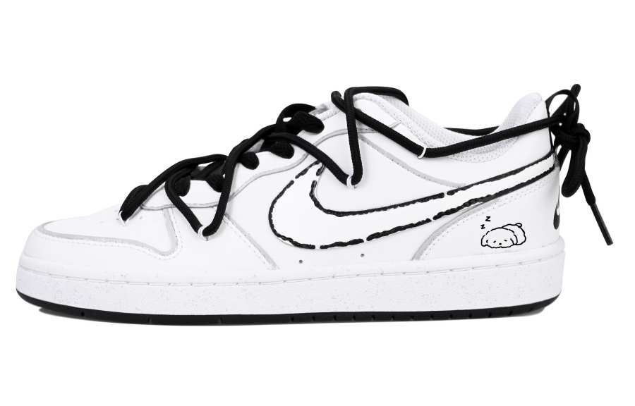 Nike Nike Court Borough Low Vlad Line Puppy Slip Resistant Cushioning Low top Skateboard Shoes Women's Black White