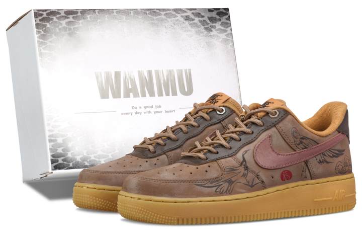 Nike Nike Air Force 1 Thousand-Year Crane Returns Wear-Resistant Slip-Resistant Low-Top Skateboard Shoes Unisex Brown