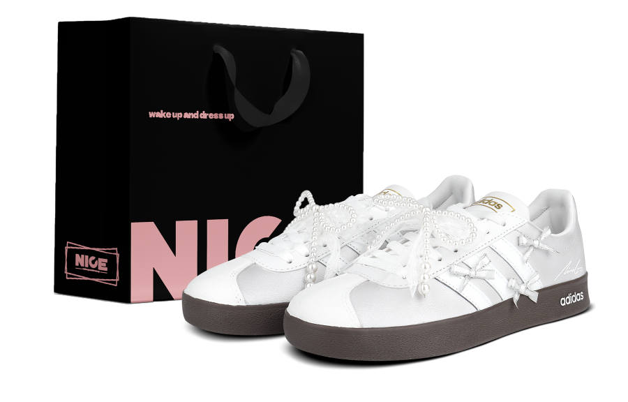 Adidas Adidas VL COURT 2.0 Abrasion Resistant Abrasion Resistant Low top Skateboard Shoes Unisex White Silver