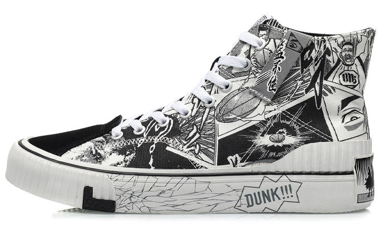 Li-Ning Li Ning Badfive Comfortable Slip Resistant Abrasion Resistant High top Skateboard Shoes Men's White Black