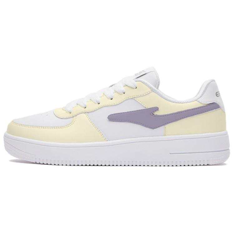 Erke Coverage Slip Resistant And Abrasion Resistant Low top Skateboard Shoes Women's White Yellow