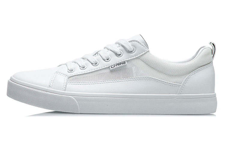 Li-Ning Li Ning Abrasion Resistant Breathable Low top Skateboard Shoes Men's Standard White