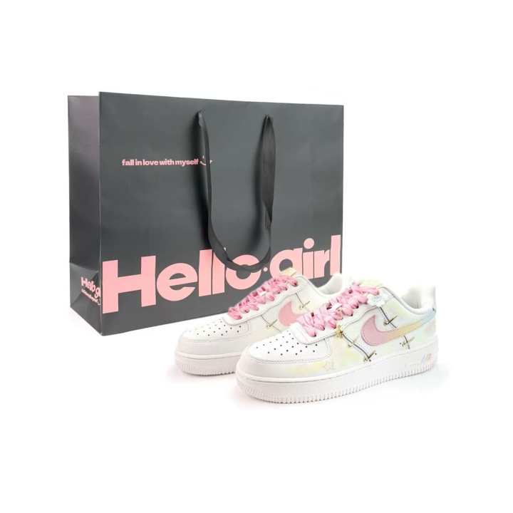 Nike Nike Air Force 1 Mini Gold Pink Star Dream Abrasion Resistant Low top Skateboard Shoes Unisex