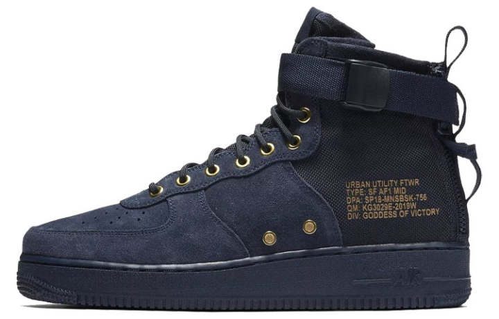Nike Nike Sf Air Force 1 Mid Obsidian Metallic Gold