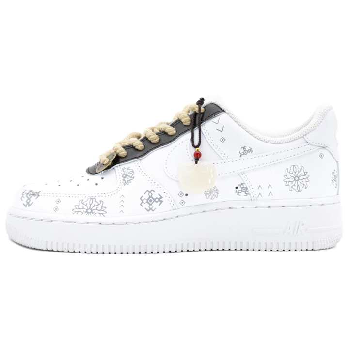 Nike Nike Air Force 1 Jade Ruyi Cow Leather Slip Resistant Abrasion Resistant Low top Skateboard Shoes Unisex White Black