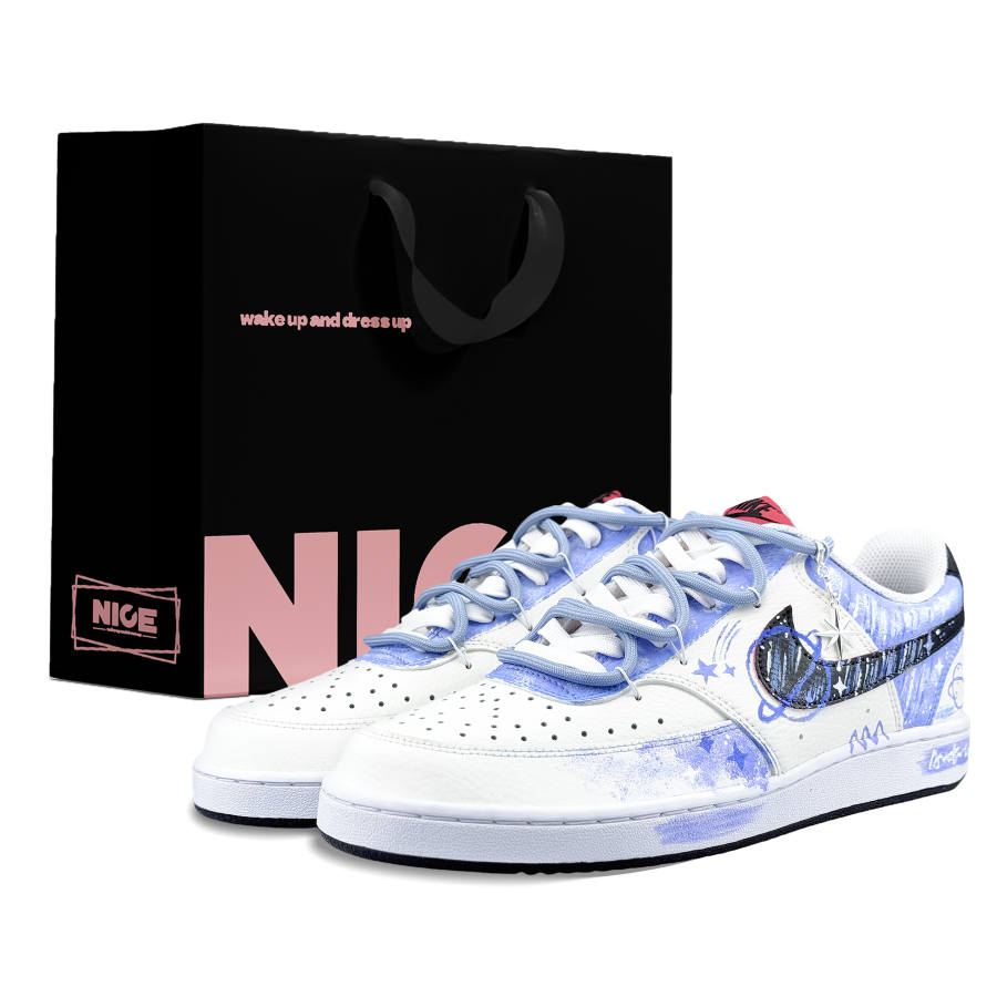 Nike Nike Court Vision 1 Abrasion Resistant Abrasion Resistant Low top Skateboard Shoes Men's White Blue