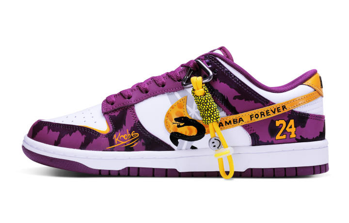 Nike Nike Dunk Cushioning Abrasion Resistant Low top Skateboard Shoes Unisex White Purple