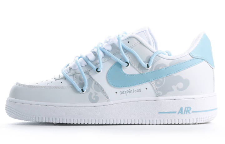 Nike Nike Air Force 1 Low Leather Low top Skateboard Shoes Men's Gray Blue White