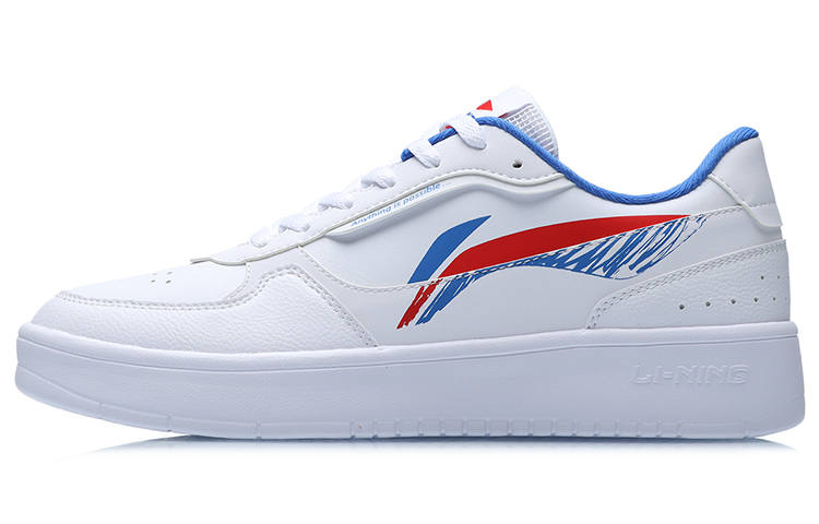 Li-Ning Li Ning Duda Synthetic Leather Coverage Non Slip And Waterproof Low top Skateboard Shoes Men's White Red Blue