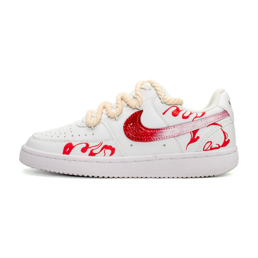 Nike Nike Court Vision 1 Wheel Rings 2.0 Cushioning, Wear Resistant Low top Skateboard Shoes Unisex Red White