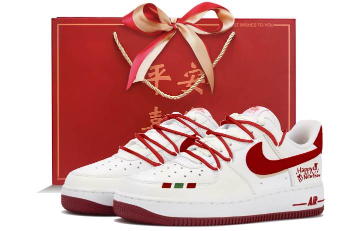 Nike Nike Air Force 1 Abrasion Resistant Low top Skateboard Shoes Women's White Red