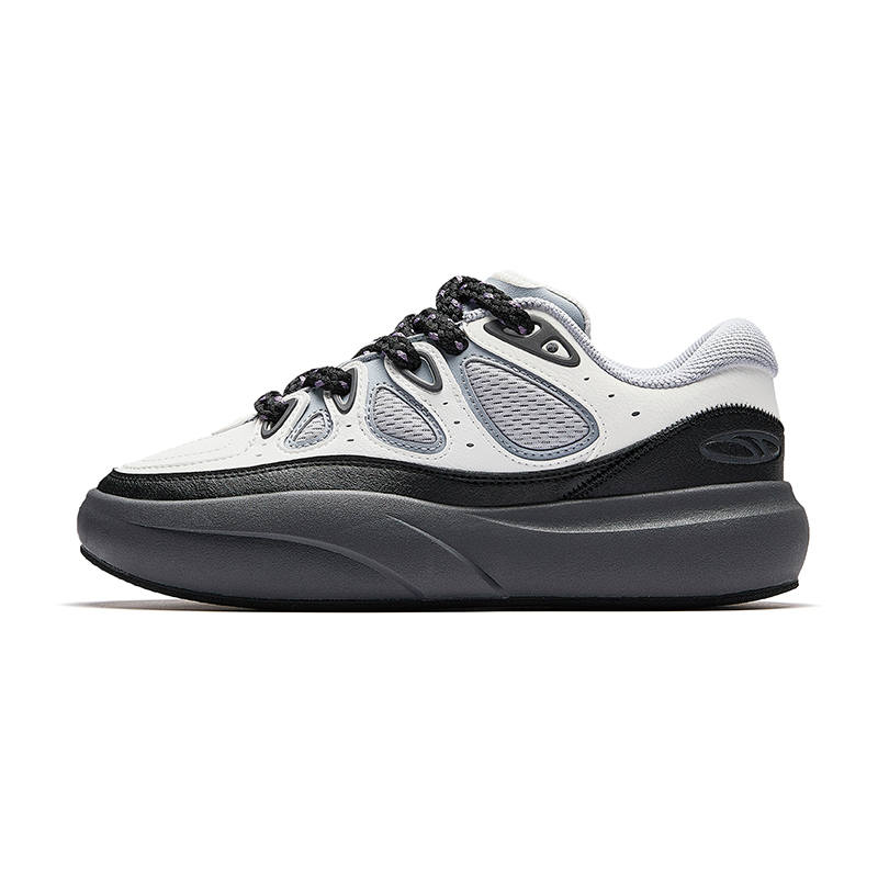 Anta Bamboo Patch Textile, Synthetic Leather Low top Skateboard Shoes Women's White Black Gray